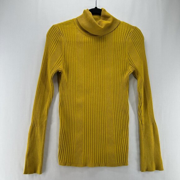 Moth Sweaters - Moth Anthropologie Sweater Size M Ribbed Turtleneck Button Cuff Pullover Yellow